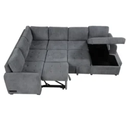 NicBex Modern 107.5" Pull Out Sofa Bed Corduroy Convertible Sleeper Sofa With Storage Chaise And USB Ports For Living Room -Nicbex GUEST c88c29a6 e4e5 43d0 9ba0 99bf2dedb942