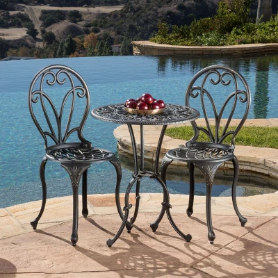 NicBex Outdoor Dining Table Set Metal Bistro Table With Two Chairs,Patio Furniture Bistro Set For Garden,Backyard,Poolside 9 NicBex Outdoor Dining Table Set Metal Bistro Table With Two Chairs,Patio Furniture Bistro Set For Garden,Backyard,Poolside - Image 7