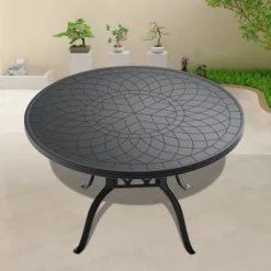 NicBex Outdoor Dining Table,Round Patio Table With Black Frame And Umbrella Hole For 4 To 6 Chairs,Outdoor Furniture,Black 11 NicBex Outdoor Dining Table,Round Patio Table With Black Frame And Umbrella Hole For 4 To 6 Chairs,Outdoor Furniture,Black -Nicbex GUEST cada469c 2932 4866 ad3b 8e6bcbe10827