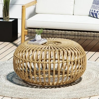 NicBex 19.7"/29.5" Wicker Outdoor Side Table,Woven Round End Table With Open Structure,Patio Table For Deck,Garden,Pool,Outdoor Furniture,Light Brown 10 NicBex 19.7"/29.5" Wicker Outdoor Side Table,Woven Round End Table With Open Structure,Patio Table For Deck,Garden,Pool,Outdoor Furniture,Light Brown - Image 8