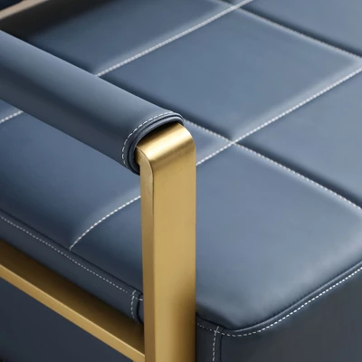 NicBex Loveseat Sofa Modern Bonded Leather Upholstered Loveseat Couch For Living Room,Small 2 Seater Sofa Couch With Metal Arms For Bedroom,Blue 6 NicBex Loveseat Sofa Modern Bonded Leather Upholstered Loveseat Couch For Living Room,Small 2 Seater Sofa Couch With Metal Arms For Bedroom,Blue - Image 4