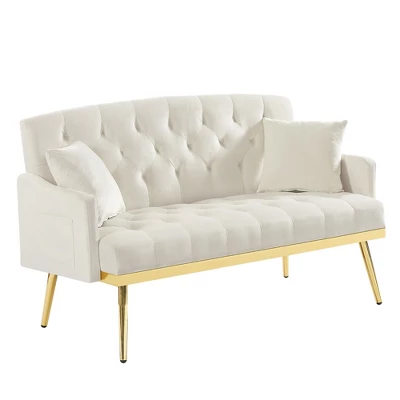 NicBex Teddy Fabric Loveseat Sofa Modern Upholstered Loveseat Couch With Metal Legs Small Tufted Sofa Couch For Bedroom,Living Room 7 NicBex Teddy Fabric Loveseat Sofa Modern Upholstered Loveseat Couch With Metal Legs Small Tufted Sofa Couch For Bedroom,Living Room - Image 5