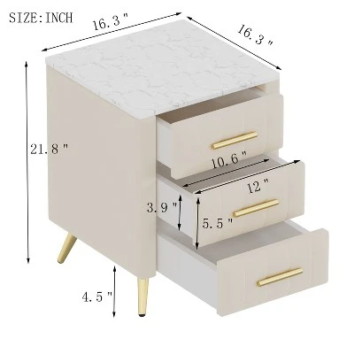 NicBex Modern Nightstand With Marbling Stickers Top,Night Stand With Drawers,Side Table With Metal Legs,Stylish End Table For Bedroom,Living Room 3 NicBex Modern Nightstand With Marbling Stickers Top,Night Stand With Drawers,Side Table With Metal Legs,Stylish End Table For Bedroom,Living Room