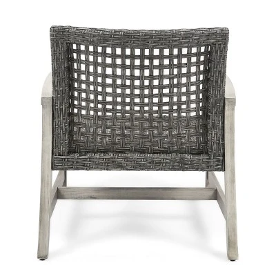 NicBex Set Of 2 Antique-Style Wicker Club Chair, Weather-Resistant Outdoor Dining Chairs With Acacia Wood & Wicker, Gray 9 NicBex Set Of 2 Antique-Style Wicker Club Chair, Weather-Resistant Outdoor Dining Chairs With Acacia Wood & Wicker, Gray - Image 7