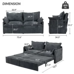 NicBex Convertible Pull Out Sofa Bed Loveseat Couch With Charging Ports & Side Storage,Chenille Fabric Sleeper Sofa For Living Room,Bedroom,Gray73.6" 9 NicBex Convertible Pull Out Sofa Bed Loveseat Couch With Charging Ports & Side Storage,Chenille Fabric Sleeper Sofa For Living Room,Bedroom,Gray73.6" -Nicbex GUEST d239adf7 6ad8 4d07 b6be 084913e42f02
