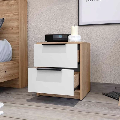 NicBex 18.8" Washington Wood Nightstand,Contemporary Night Stand With 2 Drawers,Bedside Table For Bedroom,Living Room,Bedroom Furniture 10 NicBex 18.8" Washington Wood Nightstand,Contemporary Night Stand With 2 Drawers,Bedside Table For Bedroom,Living Room,Bedroom Furniture - Image 8