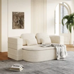 NicBex Corduroy Upholstered Floor Sofa Bed With Convertible Foldable Design,2-Seater Futon Couch Sleeper Sofa For Living Room,Bedroom -Nicbex GUEST d3000527 e272 4a54 a595 7cb42a0ea7b6