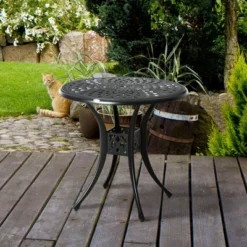 NicBex 30.8" Outdoor Dining Table,Round Aluminum Patio Table With Black Frame And Umbrella Hole For 2 To 4 Chairs,Outdoor Furniture,Black 11 NicBex 30.8" Outdoor Dining Table,Round Aluminum Patio Table With Black Frame And Umbrella Hole For 2 To 4 Chairs,Outdoor Furniture,Black -Nicbex GUEST d34732a1 e86b 4784 b807 ef9e0762cebf