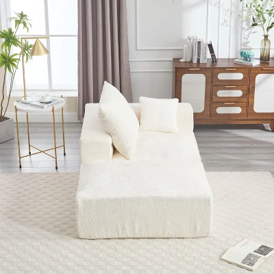 NicBex Couches For Living Room 2-Seat Combination Sofa Exquisite Fabric Upholstered Comfortable Flexible And Changeable Sofa Couch With Pillows, Beige 4 NicBex Couches For Living Room 2-Seat Combination Sofa Exquisite Fabric Upholstered Comfortable Flexible And Changeable Sofa Couch With Pillows, Beige - Image 2