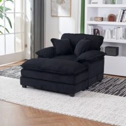 NicBex 56.3 Inch Modern Corduroy Single Sofa With 2 Toss Pillows And A Ottoman, Comfy Sofa- Deep Seat Couch For Living Room -Nicbex GUEST d39de5df 2bac 433d ba92 0ca39dbb22bb