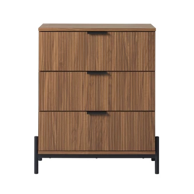 NicBex 3-Drawer Dresser With Reeded Drawer Finish,Mid-Century Style Bedroom Dressers,Chest Of Drawers For Living Room,Dining Room,Study,Coffee 4 NicBex 3-Drawer Dresser With Reeded Drawer Finish,Mid-Century Style Bedroom Dressers,Chest Of Drawers For Living Room,Dining Room,Study,Coffee - Image 2