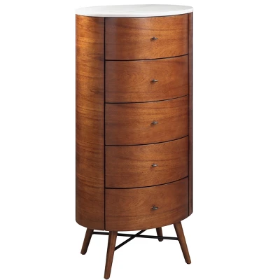 NicBex 5 Drawers Dresser For Bedroom,Walnut Chest Of Drawers With Marble Table,Modern Wood Dressers For Closet,Living Room,Hallway,Walnut 7 NicBex 5 Drawers Dresser For Bedroom,Walnut Chest Of Drawers With Marble Table,Modern Wood Dressers For Closet,Living Room,Hallway,Walnut - Image 5