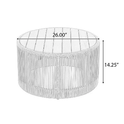 NicBex 15"/26"/15"+26" Round Outdoor End Table,Outdoor Side Table With Acacia Wood Top,Patio Table With Rope Design For Lawn,Outdoor Furniture 4 NicBex 15"/26"/15"+26" Round Outdoor End Table,Outdoor Side Table With Acacia Wood Top,Patio Table With Rope Design For Lawn,Outdoor Furniture - Image 2