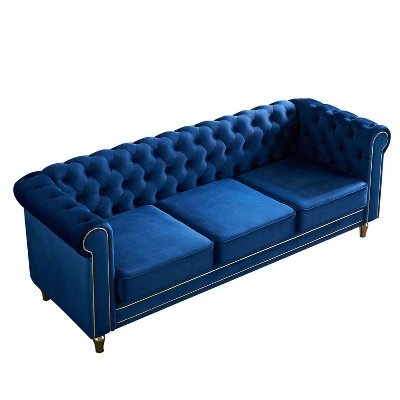 NicBex 84.65 Inch Modular Sectional Sofa Couch With Tufted Backrest Mid-Century 3-Seater Sofa With Gold Ribbon Decoration For Living Room 5 NicBex 84.65 Inch Modular Sectional Sofa Couch With Tufted Backrest Mid-Century 3-Seater Sofa With Gold Ribbon Decoration For Living Room - Image 3