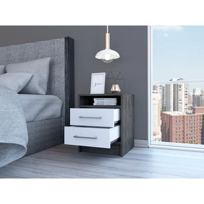 NicBex Modern Nightstand With 2 Drawers,19.9" Wooden Night Stand With Metal Handles,Bedside Table For Bedroom&Living Room,Bedroom Furniture 9 NicBex Modern Nightstand With 2 Drawers,19.9" Wooden Night Stand With Metal Handles,Bedside Table For Bedroom&Living Room,Bedroom Furniture - Image 7