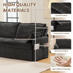 NicBex Convertible Pull Out Sofa Bed Loveseat Couch With Charging Ports & Side Storage,Chenille Fabric Sleeper Sofa For Living Room,Bedroom,Black59.5" -Nicbex GUEST d7b8beb5 cc6b 4892 8321 e7aeebf76f21