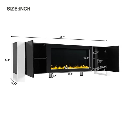 NicBex 68.1 Inch Fireplace TV Stand For TVs Up To 78",Media Entertainment Center Console Table With 34.2"Electric Fireplace Insert 4 NicBex 68.1 Inch Fireplace TV Stand For TVs Up To 78",Media Entertainment Center Console Table With 34.2"Electric Fireplace Insert - Image 2