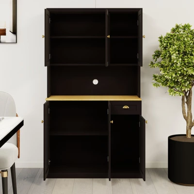 NicBex Modern Freestanding Buffet Cabinet With Storage, Sideboard Kitchen Pantry Cabinet With Microwave Oven Countertop, 5 Doors 1 Drawer 4 NicBex Modern Freestanding Buffet Cabinet With Storage, Sideboard Kitchen Pantry Cabinet With Microwave Oven Countertop, 5 Doors 1 Drawer - Image 2