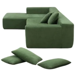 NicBex Sectional Sofa With Soft Pillows Velvet L Shaped Modular Sofa For Living Room, Bedroom, Apartment -Nicbex GUEST d90c0f13 6c42 4fe6 afeb defd57e216b4