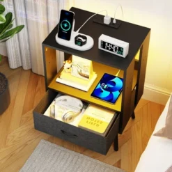 NicBex Bedside Table Set Of 2,Modern Nightstand With Charging Station,Side Table With LED Lights&USB Outlets,Night Stand With Drawers For Bedroom 9 NicBex Bedside Table Set Of 2,Modern Nightstand With Charging Station,Side Table With LED Lights&USB Outlets,Night Stand With Drawers For Bedroom -Nicbex GUEST d91a043a a48a 43b1 b253 0fc3921b777b