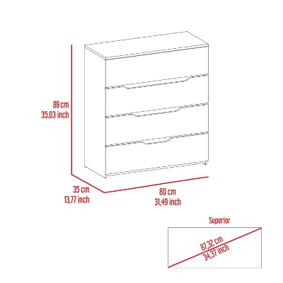 NicBex 4 Drawers Dresser For Bedroom,Dressers With Light Oak Wooden Top,Modern Freestanding Dresser,Storage Dresser For Bedroom 4 NicBex 4 Drawers Dresser For Bedroom,Dressers With Light Oak Wooden Top,Modern Freestanding Dresser,Storage Dresser For Bedroom - Image 2