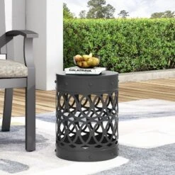 NicBex 1PC/2PCS Modern 14" Outdoor Side Table,Powder-Coated Iron Round End Table With Cut-Out Design,Patio Table For Garden,Poolside,Outdoor Furniture -Nicbex GUEST da1133a0 03fe 4e59 9022 6f0708cd8c0c 1