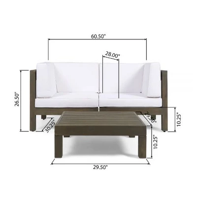 NicBex Modular Sectional Sofa Set, Outdoor Patio Sofa Set, 2-Piece Loveseat With Square Coffee Table, Acacia Wood Outdoor Couch Set 3 NicBex Modular Sectional Sofa Set, Outdoor Patio Sofa Set, 2-Piece Loveseat With Square Coffee Table, Acacia Wood Outdoor Couch Set