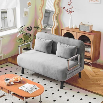 NicBex 3 Folding Sofa Beds Velvet Couch Chair To Bed Convertible For Adults With Adjustable Backrest And 2 Pillows 10 NicBex 3 Folding Sofa Beds Velvet Couch Chair To Bed Convertible For Adults With Adjustable Backrest And 2 Pillows - Image 8