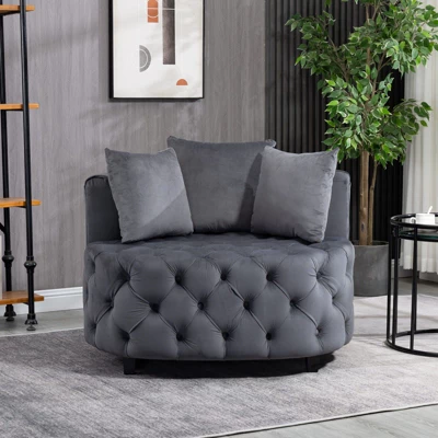 NicBex Couches For Living Room 36.6" Sofa Chair Accent Chair Modern Velvet Upholstered Sofa Couch Classical Barrel Chair With 3 Throw Pillows 9 NicBex Couches For Living Room 36.6" Sofa Chair Accent Chair Modern Velvet Upholstered Sofa Couch Classical Barrel Chair With 3 Throw Pillows - Image 7