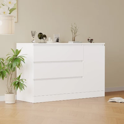 NicBex Modern 3-Drawer White Bedroom Dressers With Hidden Cabinet,Chest Of Drawers For Bedroom,Entryway,Wooden Dresser Chest 7 NicBex Modern 3-Drawer White Bedroom Dressers With Hidden Cabinet,Chest Of Drawers For Bedroom,Entryway,Wooden Dresser Chest - Image 5