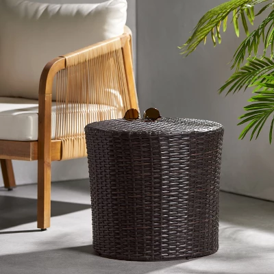 NicBex Outdoor End Table Modern Rattan Hourglass Outdoor Coffee Table Outdoor Side Table, Patio Table Small Table For Backyard, Balcony, Porch 5 NicBex Outdoor End Table Modern Rattan Hourglass Outdoor Coffee Table Outdoor Side Table, Patio Table Small Table For Backyard, Balcony, Porch - Image 3