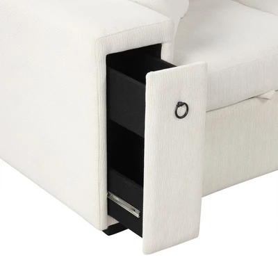 NicBex 86.6" L-shaped Sectional Sofa Pull-out Sofa Bed With Movable Ottoman, 2 USB Ports And 2 Cup Holders For Living Room 6 NicBex 86.6" L-shaped Sectional Sofa Pull-out Sofa Bed With Movable Ottoman, 2 USB Ports And 2 Cup Holders For Living Room - Image 4