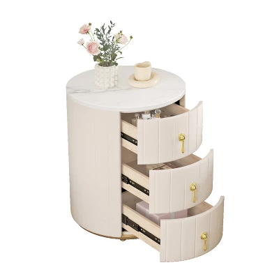 NicBex 1PC/2PCS Round Night Stand With Marble Stickers Top,3 Drawers Nightstand With Metal Handles,Bedside Table For Bedroom,Living Room Furniture 3 NicBex 1PC/2PCS Round Night Stand With Marble Stickers Top,3 Drawers Nightstand With Metal Handles,Bedside Table For Bedroom,Living Room Furniture