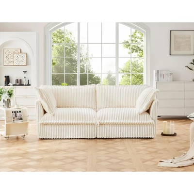 NicBex Couches For Living Room Single Deep Seat Sofa Couch Corduroy Slip-covered Armchair With 1 Big Back Cushion And 2 Big Toss Pillows 7 NicBex Couches For Living Room Single Deep Seat Sofa Couch Corduroy Slip-covered Armchair With 1 Big Back Cushion And 2 Big Toss Pillows - Image 5