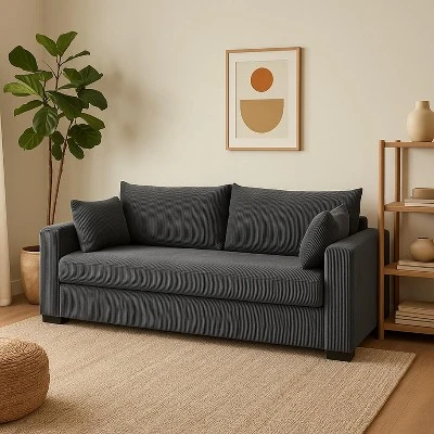 NicBex Modern Minimalist Corduroy Loveseat Sofa Couch With Two Pillows,2-Seat Lounge Sofa For Living Room,Apartment 8 NicBex Modern Minimalist Corduroy Loveseat Sofa Couch With Two Pillows,2-Seat Lounge Sofa For Living Room,Apartment - Image 6