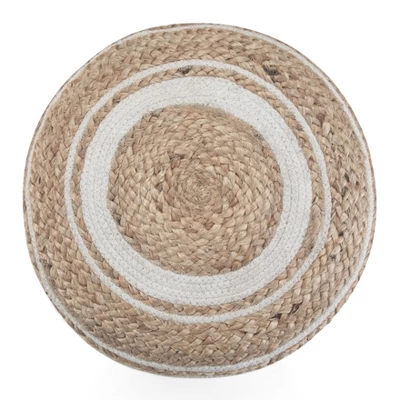 NicBex Round Braided Pouf Ottoman Versatile Accent Furniture For Comfort And Additional Seating, Natural 4 NicBex Round Braided Pouf Ottoman Versatile Accent Furniture For Comfort And Additional Seating, Natural - Image 2