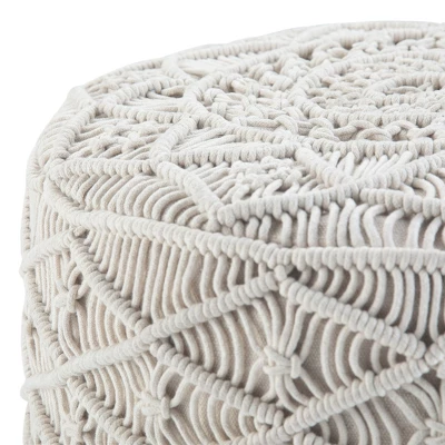 NicBex Round Macrame Pouf Ottoman Versatile Accent Furniture For Comfort And Additional Seating, Natural 4 NicBex Round Macrame Pouf Ottoman Versatile Accent Furniture For Comfort And Additional Seating, Natural - Image 2
