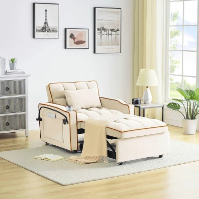 NicBex Modern Pull Out Sofa Bed Velvet Convertible Sofa With Adjustable Back, USB Port And Swivel Phone Stand For Indoor 4 NicBex Modern Pull Out Sofa Bed Velvet Convertible Sofa With Adjustable Back, USB Port And Swivel Phone Stand For Indoor - Image 2