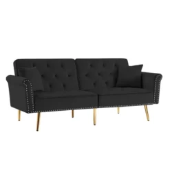 NicBex Velvet Loveseat Sofa,Mid Century Modern Tufted Sofa Couch With 2 Pillows And Nailhead Trim,2-Seater Loveseat For Living Room