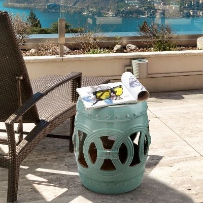 NicBex Ceramic Garden Stool With Double-Coin Knotted Ring Design, Outdoor Side Table For Patio, Versatile Patio End Table, Decorative Outdoor Table 9 NicBex Ceramic Garden Stool With Double-Coin Knotted Ring Design, Outdoor Side Table For Patio, Versatile Patio End Table, Decorative Outdoor Table - Image 7