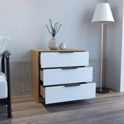NicBex 3 Drawers Dresser For Bedroom,Modern Style Wooden Drawers With Black Handle,Dressers For Kids Room,Living Room,Entry And Hallway,White/Pine 5 NicBex 3 Drawers Dresser For Bedroom,Modern Style Wooden Drawers With Black Handle,Dressers For Kids Room,Living Room,Entry And Hallway,White/Pine - Image 3