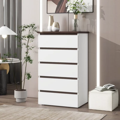NicBex 5/6 Drawer Dresser For Bedroom,Modern Closet Dressers Chest Of Drawers For Living Room,Entryway,Hallway,White 7 NicBex 5/6 Drawer Dresser For Bedroom,Modern Closet Dressers Chest Of Drawers For Living Room,Entryway,Hallway,White - Image 5