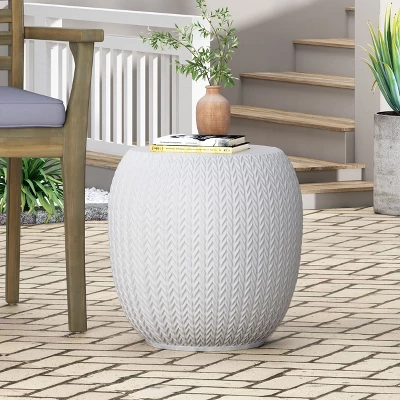 NicBex 15.75" Outdoor Side Table,Lightweight Concrete Patio End Table With Woven Design,Modern Accent Table For Garden,Patio & Deck 8 NicBex 15.75" Outdoor Side Table,Lightweight Concrete Patio End Table With Woven Design,Modern Accent Table For Garden,Patio & Deck - Image 6