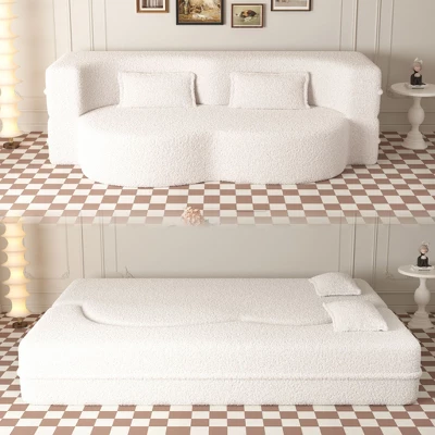 NicBex Modern Floor Convertible Sofa Bed Loveseat Couch With Pillows,Upholstered Futon Sofa For Living Room,Bedroom 7 NicBex Modern Floor Convertible Sofa Bed Loveseat Couch With Pillows,Upholstered Futon Sofa For Living Room,Bedroom - Image 5