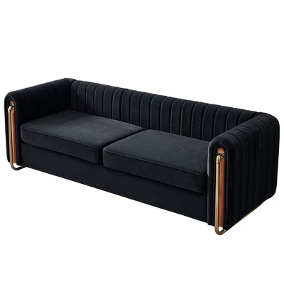 NicBex Couches For Living Room 84.25inch Cloud Couch Contemporary Velvet Upholstered 2 Seater Sofa Couch With Polished Gold Stainless Steel Legs 8 NicBex Couches For Living Room 84.25inch Cloud Couch Contemporary Velvet Upholstered 2 Seater Sofa Couch With Polished Gold Stainless Steel Legs - Image 6