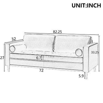 NicBex Modern 3-Seat Tufted Design Sofa Couch For Living Room,Bedroom,PU Leather Upholstered Lounge Settee Sofa With Deep Cushions 6 NicBex Modern 3-Seat Tufted Design Sofa Couch For Living Room,Bedroom,PU Leather Upholstered Lounge Settee Sofa With Deep Cushions - Image 4