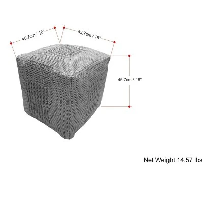 NicBex Square Woven Pouf Foot Stools Ottoman, Multi-functional Ottoman Foot Rest With Durable Cotton Bottom For Bedroom, Living Room, Natural 6 NicBex Square Woven Pouf Foot Stools Ottoman, Multi-functional Ottoman Foot Rest With Durable Cotton Bottom For Bedroom, Living Room, Natural - Image 4