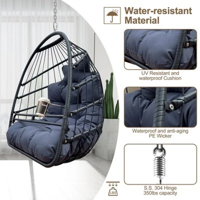 NicBex Indoor Outdoor Hammock Egg Chair Without Stand,Hanging Chair With Foldable Frame For Patio Bedroom Porch Garden 6 NicBex Indoor Outdoor Hammock Egg Chair Without Stand,Hanging Chair With Foldable Frame For Patio Bedroom Porch Garden - Image 4