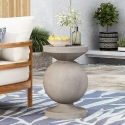 NicBex LightWeight Concrete Outdoor Side Table, Modern Geometric Indoor End Tables, Garden Stools Accent Table For Yard Patio, Gray -Nicbex GUEST eb137349 93dd 40e1 b89b cb7f24453acd