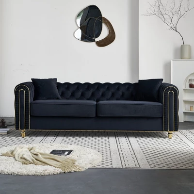 NicBex Modern 3-Seat Luxury Tufted Design Sofa Couch For Living Room,Bedroom,Velvet Upholstered Lounge Settee Sofa With Deep Cushions 8 NicBex Modern 3-Seat Luxury Tufted Design Sofa Couch For Living Room,Bedroom,Velvet Upholstered Lounge Settee Sofa With Deep Cushions - Image 6